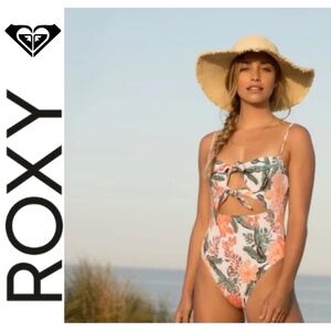 Roxy Just Shine Fashion One Piece Swimsuit sz S tropical floral